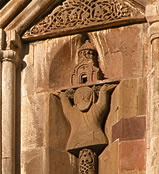 Carving on the drum of the Cathedral of St. John the Baptist, Gandzasar.