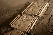 Tombstone of Hasan Jalal Vahtangian in front of entrance to Gandzasar’s Cathedral.